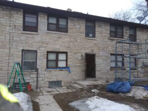 Finished siding on apartment building